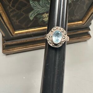 Elegant Silver and Blue Gemstone Ring blue topaz